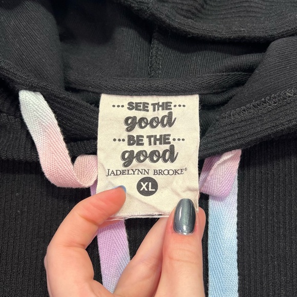 Jadelynn Brooke Corded Hoodie - black, XL - Picture 3 of 7